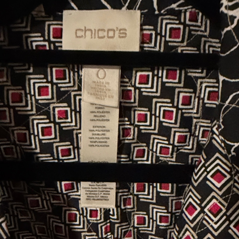 Reversible Quilted Chico's Vibrant Floral Blazer - Red, Black, White - Picture 2 of 6